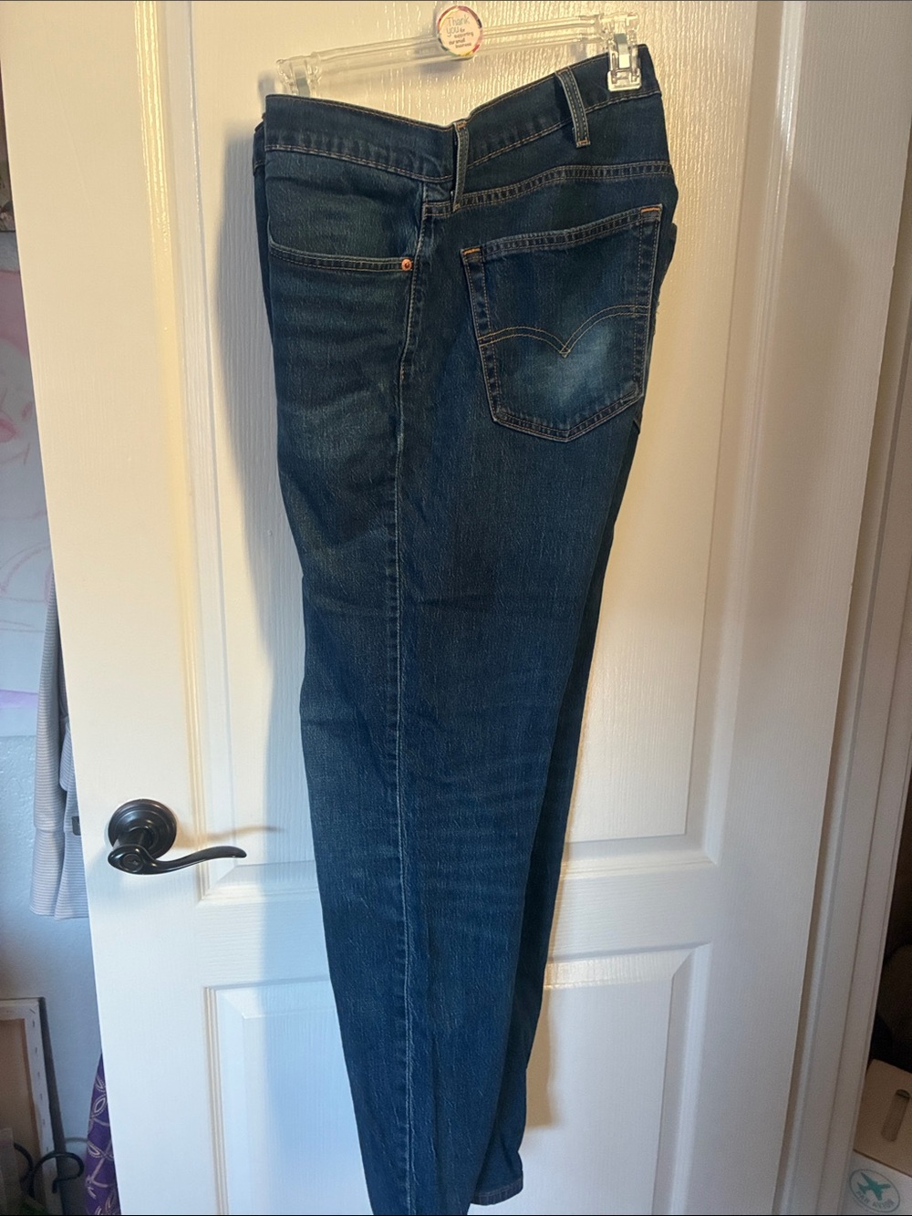 Men's Slim Straight Jeans in Dark Blue Denim